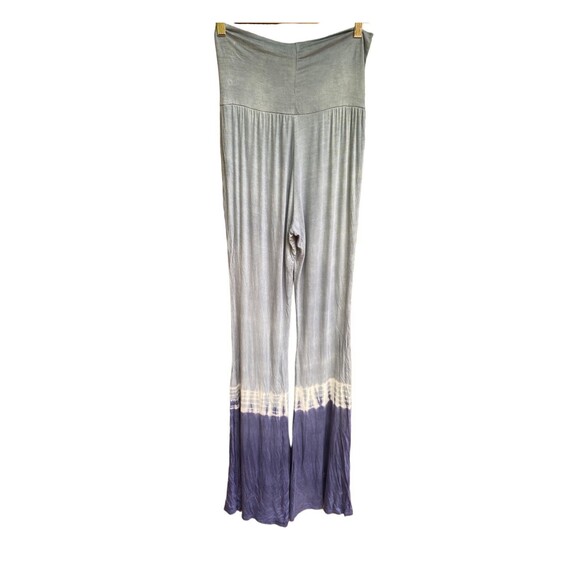 Nu Label Anthro blue white tie dye palazzo long Pants Size M Coachella Boho - Picture 3 of 9